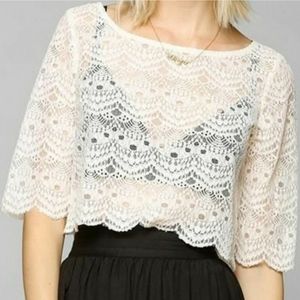 Tela White Lace Crop Top